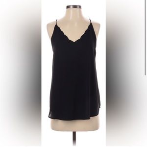 Loft Scalloped Black Tank Top Cami Blouse